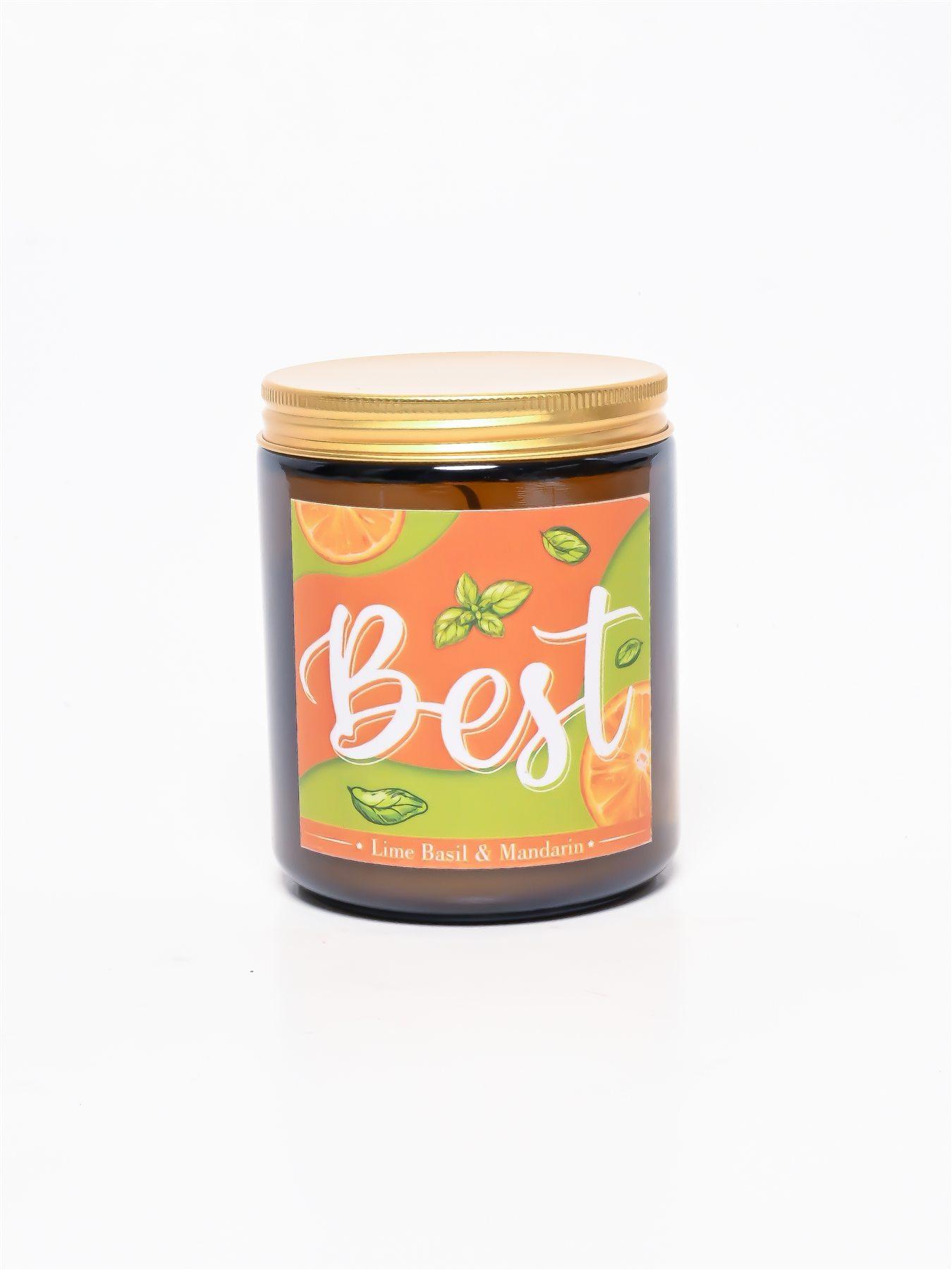 Lukts signature candle in a colourful glass jar